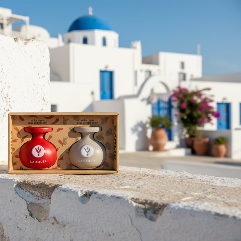 Giftset - Extra vierge olijfolie met chili & knoflook