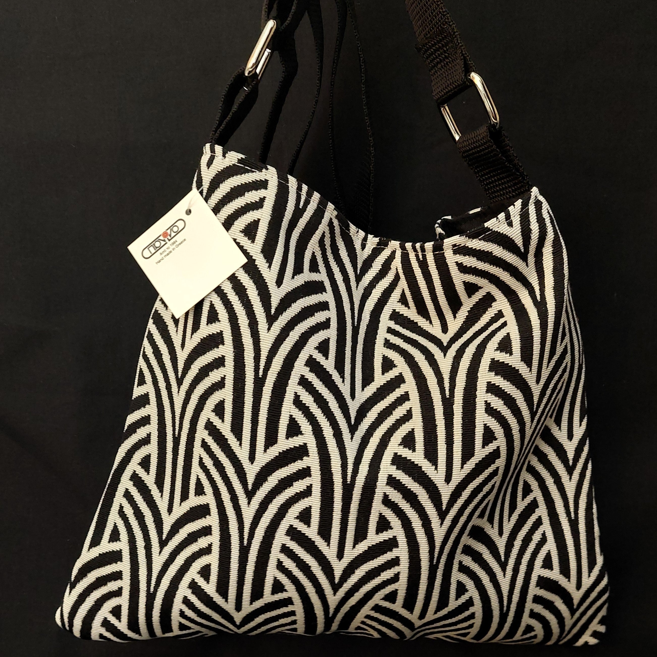 Schoudertas met zwart-wit Art Deco Design