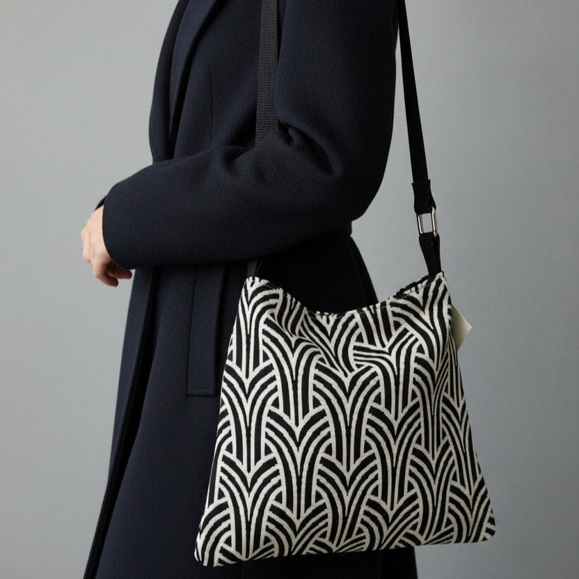 Schoudertas met zwart-wit Art Deco Design