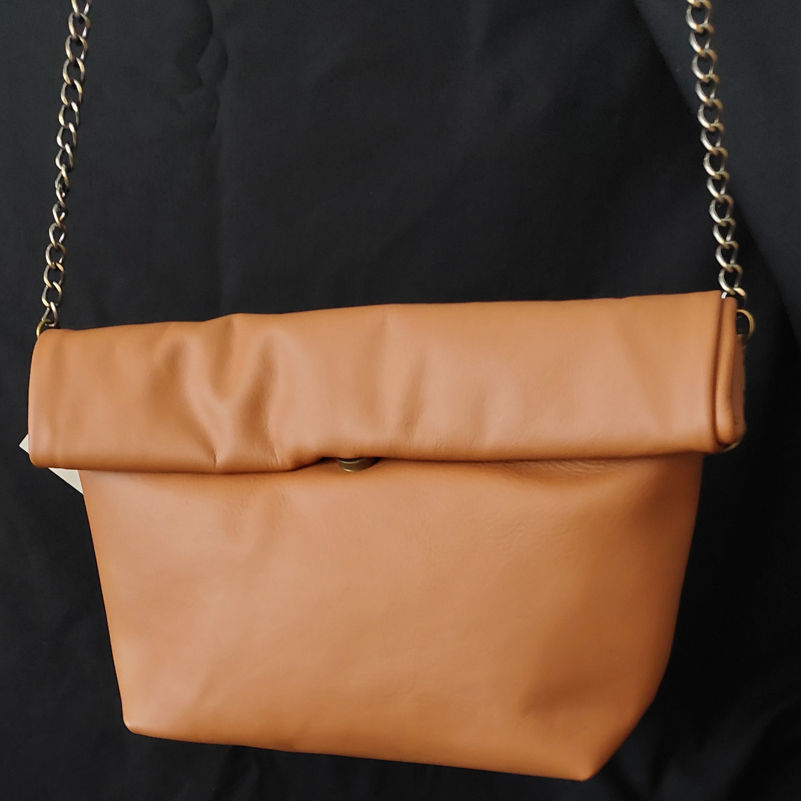 Leren schoudertas - cognackleur