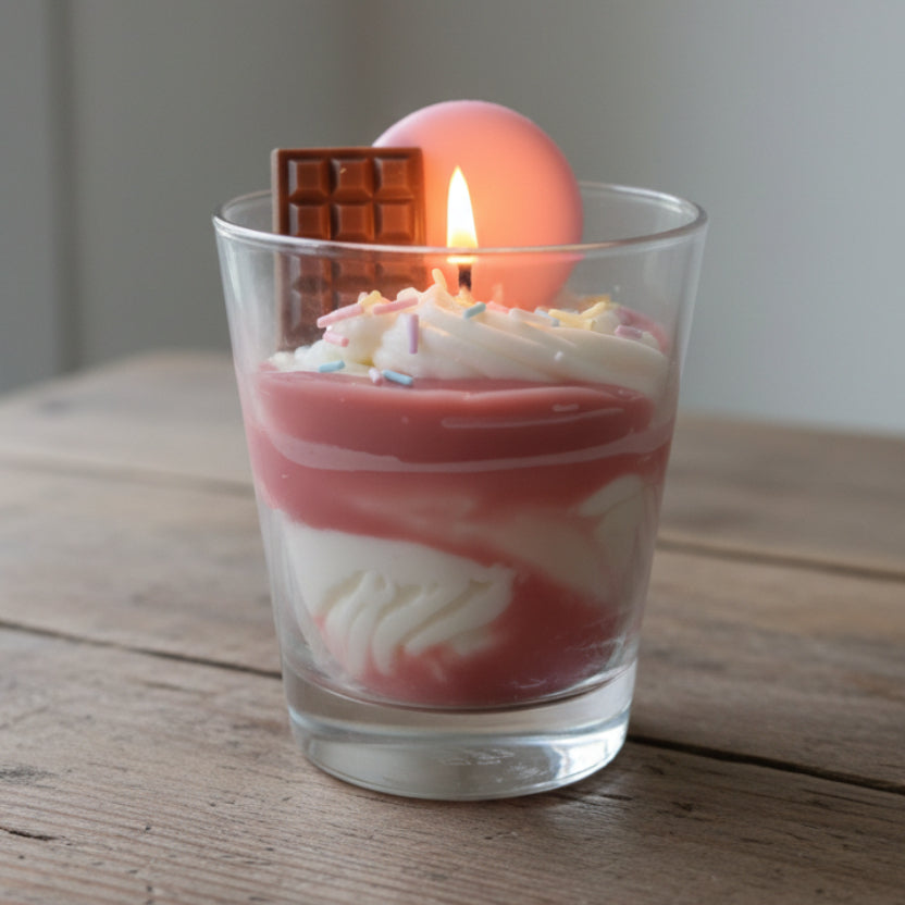Dessertkaars "siroop"- Luxe geurkaars in glas