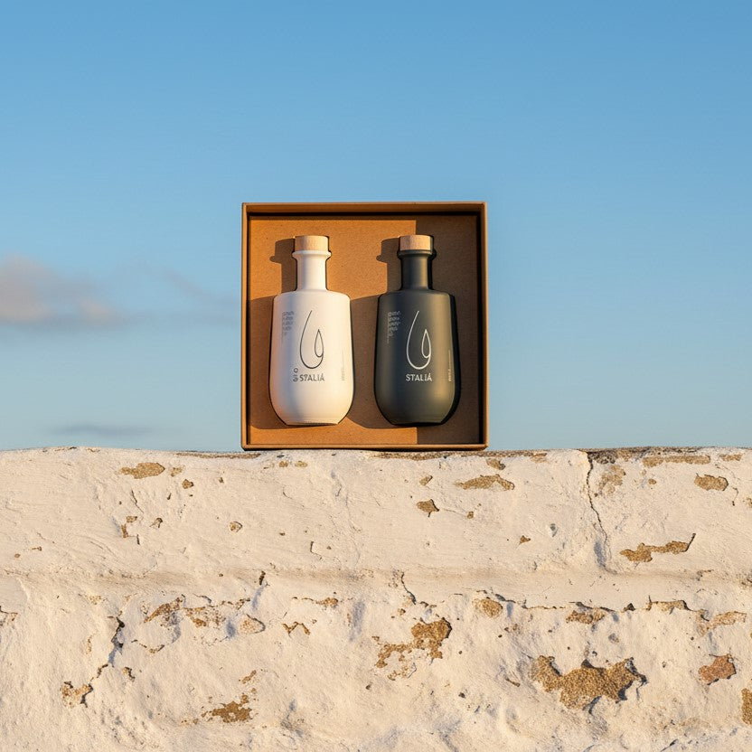 Luxe giftset - Premium extra vierge olijfolie 2 x 250 ml (grijs & wit)