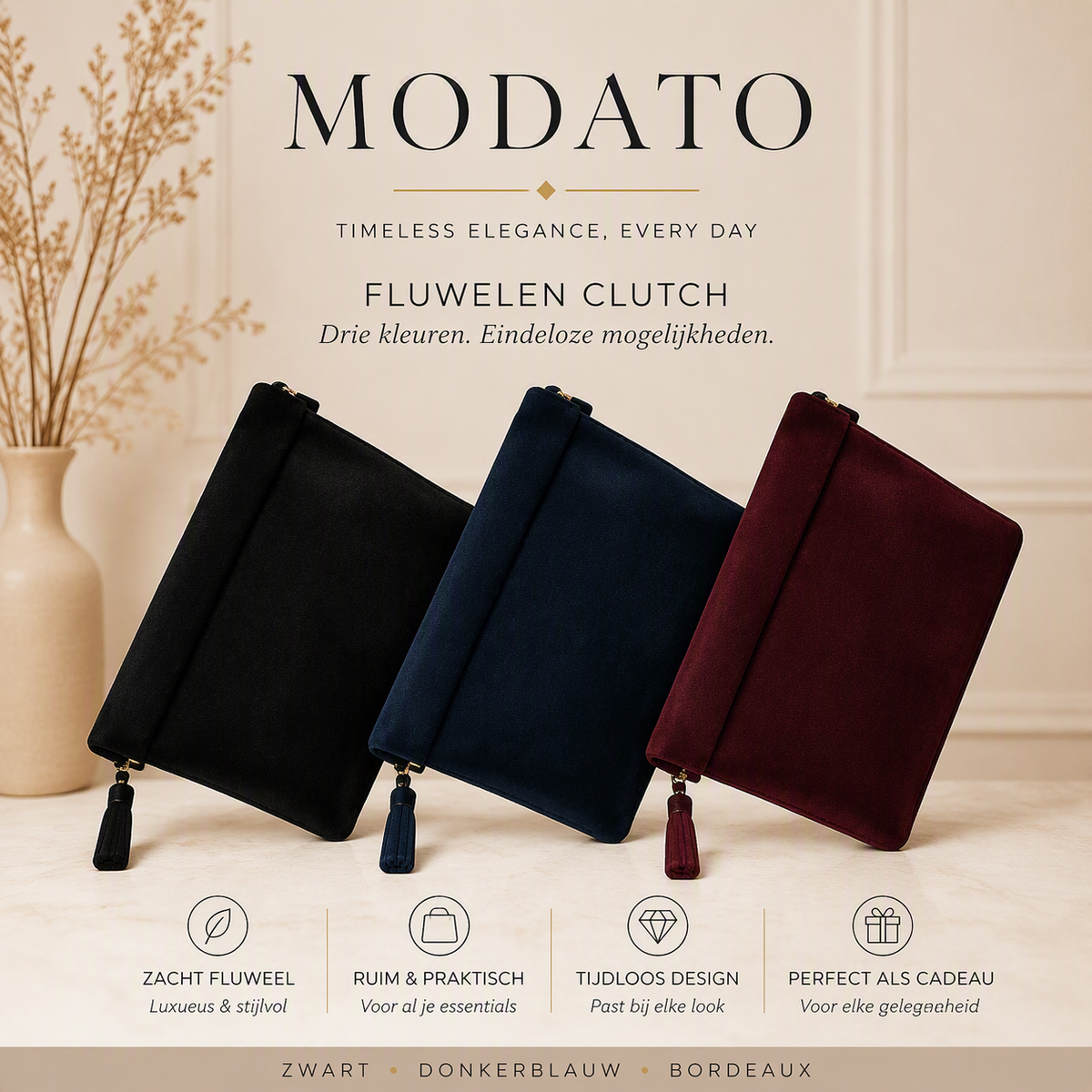 Fluwelen Clutch "Elpida" Handgemaakt