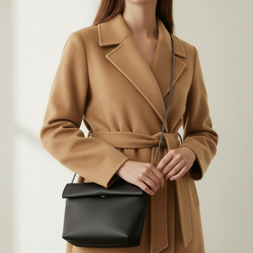 Leren schoudertas - cognackleur