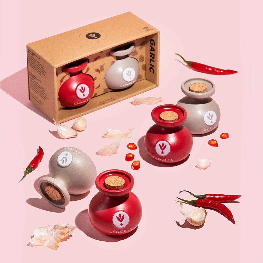 Giftset - Extra vierge olijfolie met chili & knoflook